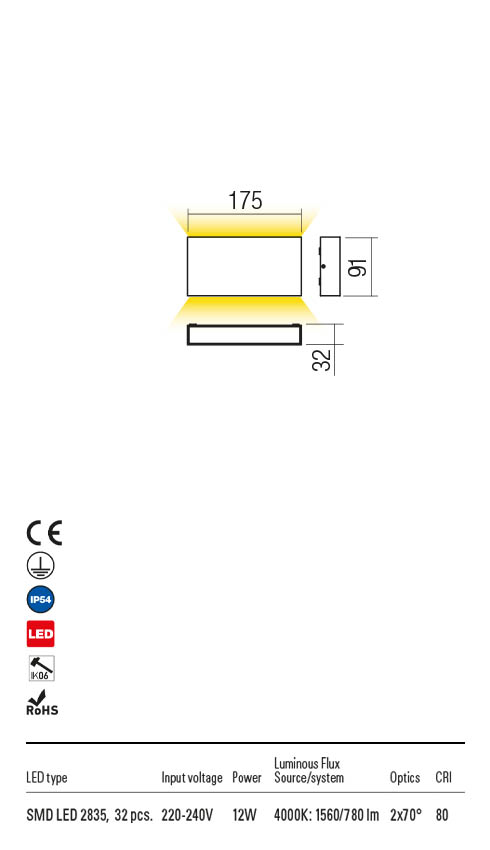 Aplica exterior KAMAL gri inchis, LED 12W, 1560 lm, 4000K, IP54, Redo 90385