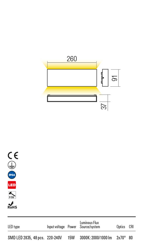 Aplica exterior KAMAL gri inchis, LED 15W, 2000 lm, 3000K, IP54, Redo 90388