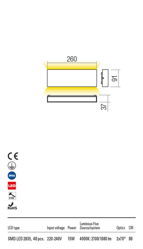 Aplica exterior KAMAL alb mat, LED 15W, 2100 lm, 4000K, IP54, Redo 90390