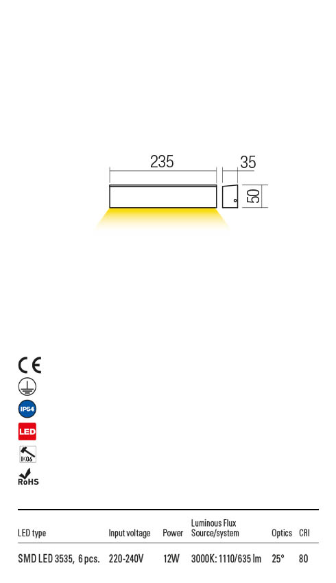 Aplica exterior OMNIA alb mat, LED 12W, 1110 lm, 3000K, IP54, Redo 90393