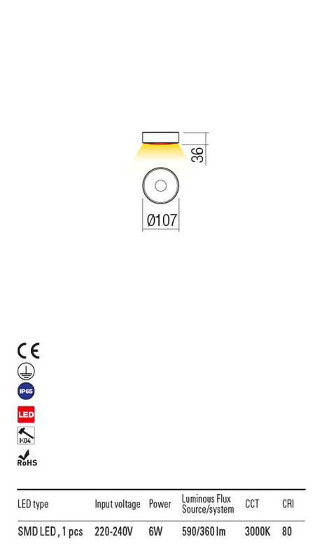 Plafoniera LOG gri inchis, LED 6W, 590 lm, 3000K, IP65, Redo 90412