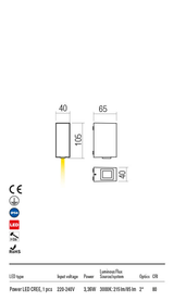 Aplica exterior ACE alb mat, LED 3, 36W, 214, 76 lm, 3000K, IP54, Redo 90413