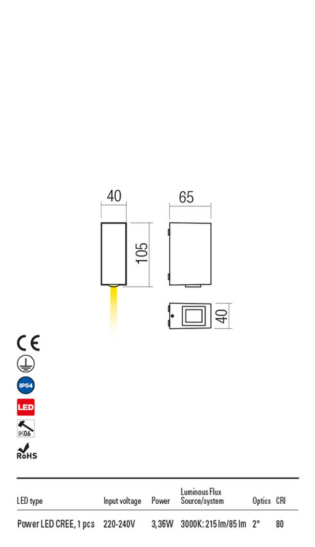 Aplica exterior ACE alb mat, LED 3, 36W, 214, 76 lm, 3000K, IP54, Redo 90413