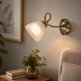 Aplică vintage bronz cu abajur alb pentru dormitor și living – Palomina