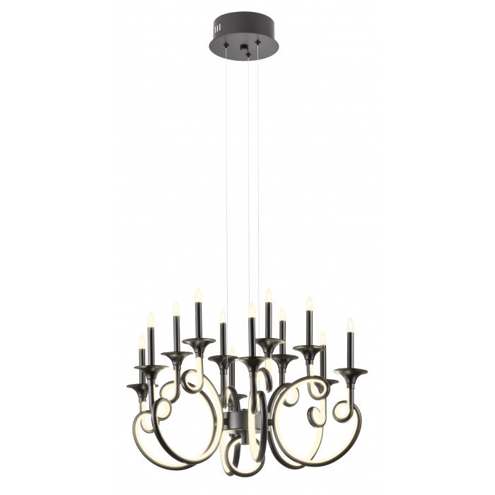 Candelabru Chateau, negru mat, LED, 69W, 4560 lumeni, alb cald 3000K, D.64 cm, Incanti  ICH C12 22