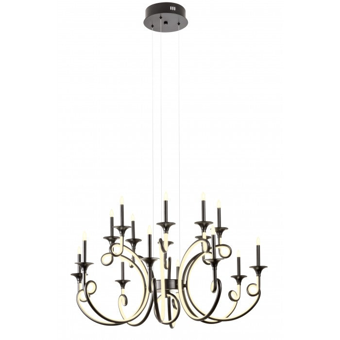 Candelabru Chateau, negru mat, LED, 119W, 7896 lumeni, alb cald 3000K, D.90 cm, Incanti ICH C16 22