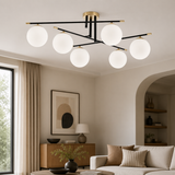 Lustra Essential, negru/auriu, sticla, 6XE14, D.90 cm, Smarter 01-2948