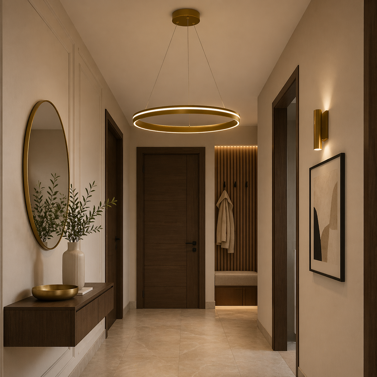 Lustra Valdis, auriu mat, LED CCT, 38W, 3000K-4000K, 2030 lumeni, D.59 cm, Smarter 01-3775