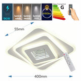 Plafonieră LED modernă 40x40 cm, 96W, 6100 lm, telecomandă, 3 tipuri de lumină