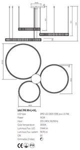 Suspensie Akala, auriu, LED, 142W, 11076 lumeni, 3000K, D.600cm+800cm+1000cm, Incanti  IAK PR M+L+XL