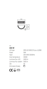 Aplica Akala, auriu, LED, 15W, 1200 lumeni, 3000K, Incanti IAK W