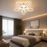 Lustră LED Modernă Flower, Design Floral Elegant, Alb Mat, 140W