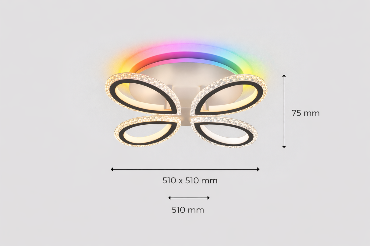 Plafonieră LED RGB cu telecomandă, lumină reglabilă (caldă, neutră, rece), 55W, 4400lm, IP20, LE75387