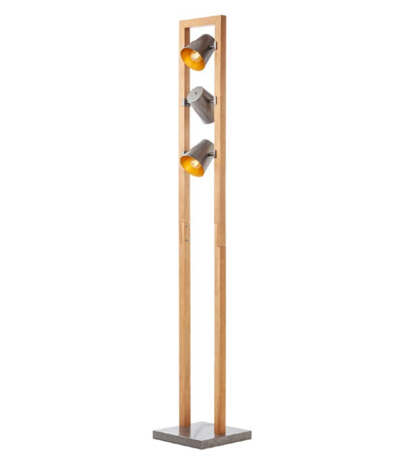 Lampadar Oaker, lemn, metal argintiu, 3xE14, H.150cm, IP20, Smarter, 01-3498