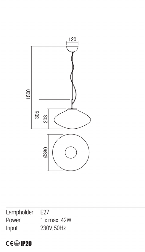 Suspensie   ABSOLUTE, fumuriu, 1xE27, Redo 01-1619