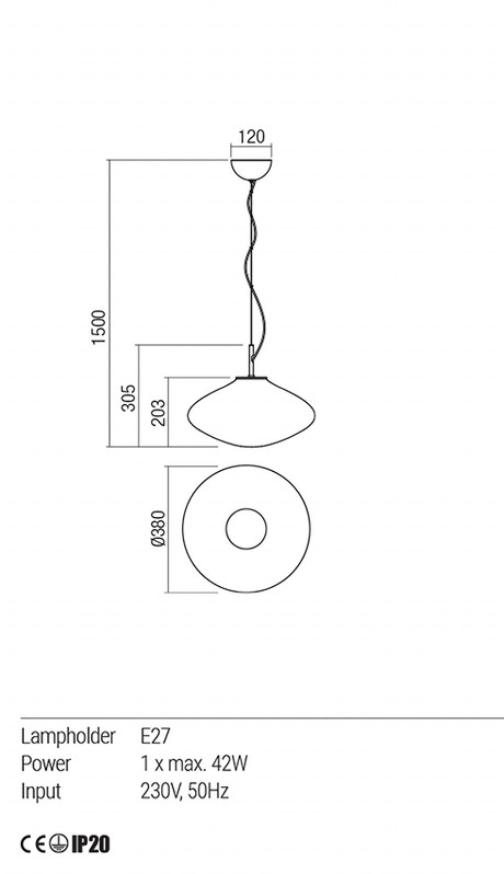 Suspensie   ABSOLUTE, cupru, 1xE27, Redo 01-1620