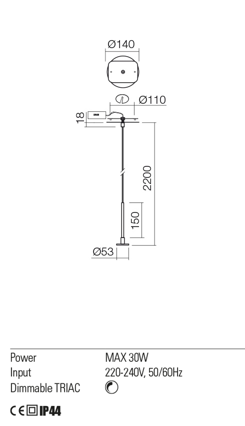 Kit de suspensie BILIA, alb mat, LED  30W,, Redo SKBR01SWH