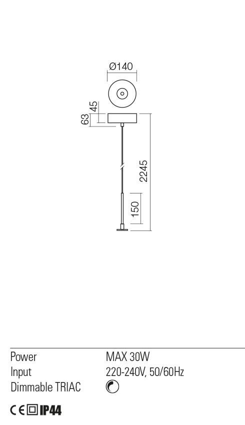 Kit de suspensie BILIA, alb mat, LED  30W,, Redo SKBS01SWH