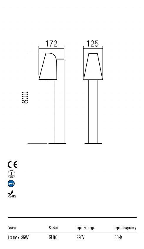 Stalp exterior ALVAR, gri inchis, IP44, Redo 9531