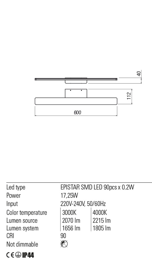 Aplica BARRIO, alb mat, LED 17, 25W, 3000K, 2070 lm, Redo 01-2501