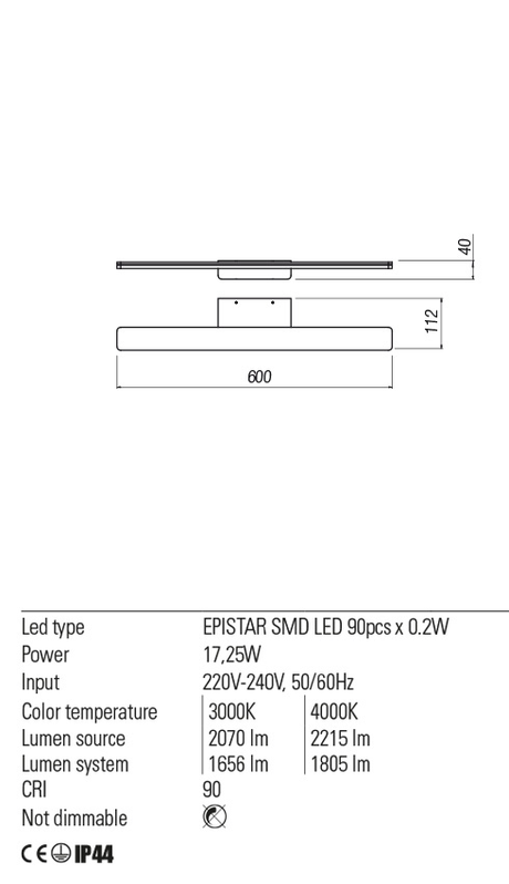 Aplica BARRIO, alb mat, LED 17, 25W, 3000K, 2070 lm, Redo 01-2501