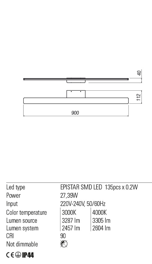 Aplica BARRIO, alb mat, LED 27, 39W, 3000K, 3287 lm, Redo 01-2505