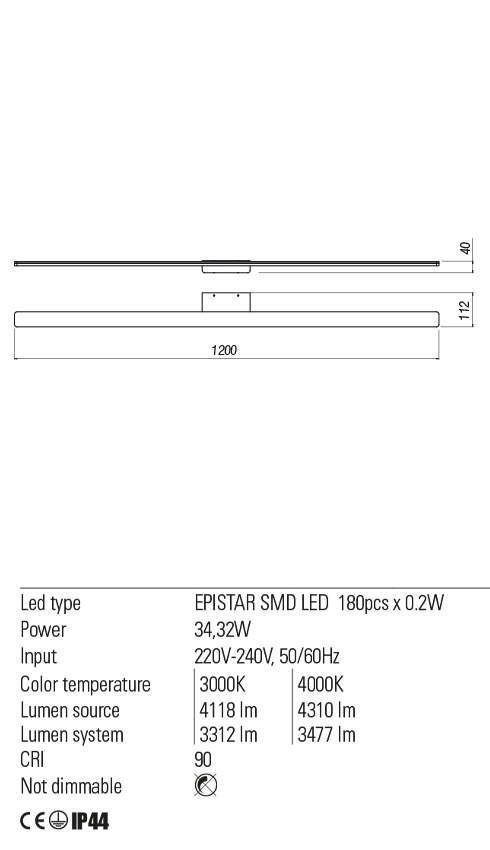 Aplica BARRIO, alb mat, LED 34, 32W, 3000K, 4118 lm, Redo 01-2509