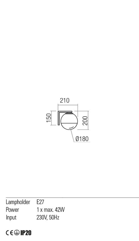 Aplica BERRY, crom / fumuriu degrade, E27, 1 x  42W, Redo 01-2303