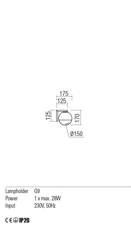 Aplica BERRY, crom / fumuriu degrade, G9, 1 x 28W, Redo 01-2275