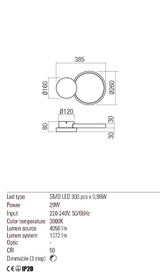 Aplica CRONOS, negru mat, LED 29W, 3000K, 4056 lm, Redo 01-2535