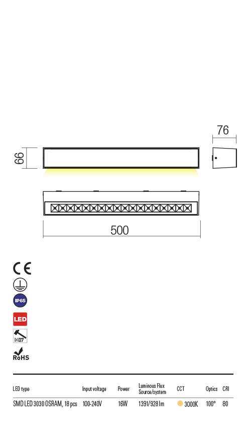 Aplica exterior AROOS alb mat, LED 16W, 1370 lm, 3000K, IP65, Redo 90253