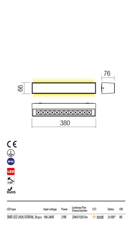 Aplica exterior AROOS alb mat, LED 21W, 1890 lm, 3000K, IP65, Redo 90259