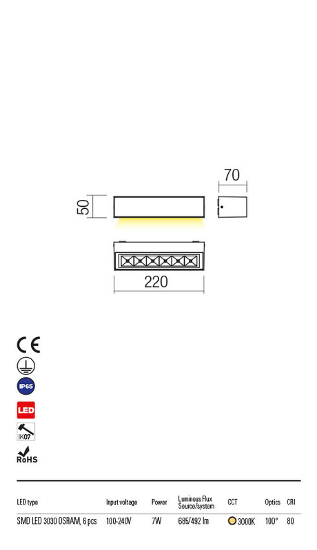 Aplica exterior AROOS alb mat, LED 6.5W, 710 lm, 3000K, IP65, Redo 90247