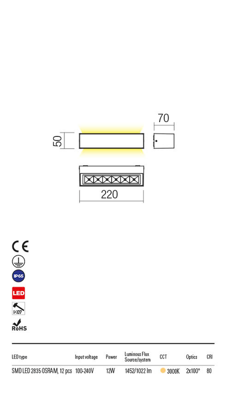 Aplica exterior AROOS ruginiu, LED 12W, 1200 lm, 3000K, IP65, Redo 90258