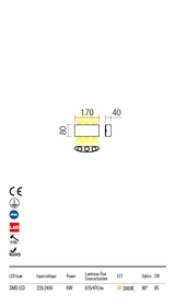 Aplica exterior FABO gri inchis, LED 6W, 614 lm, 3000K, IP54, Redo 90226