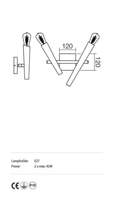 Aplica de perete GALEA, 2xE27, INCANTI  IGL W2 06 12