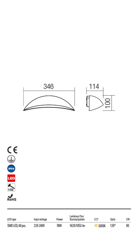 Aplica exterior PALMA alb mat, LED 18W, 1927 lm, 3000K, IP54, Redo 90234