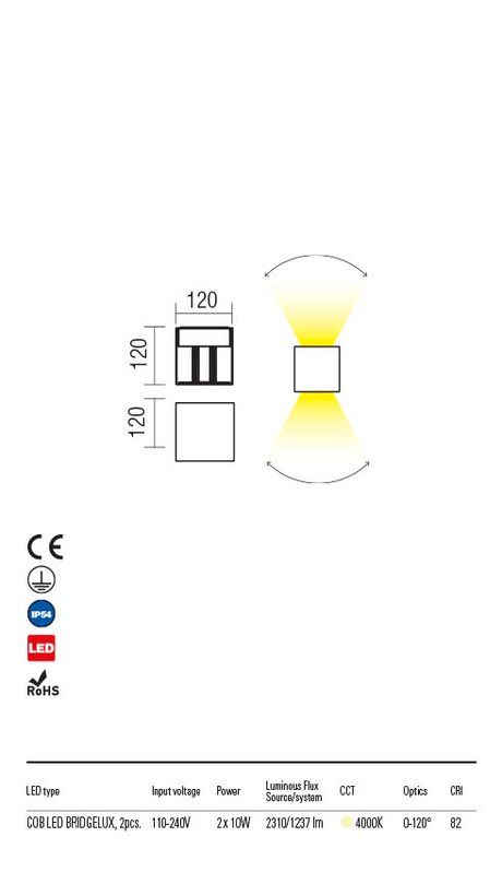 Aplica exterior VARY alb mat, LED 2 x 10W, 1500 lm, 4000K, IP54, Redo 90295