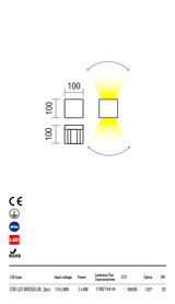 Aplica exterior VARY alb mat, LED 2 x 6W, 1200 lm, 4000K, IP54, Redo 90175