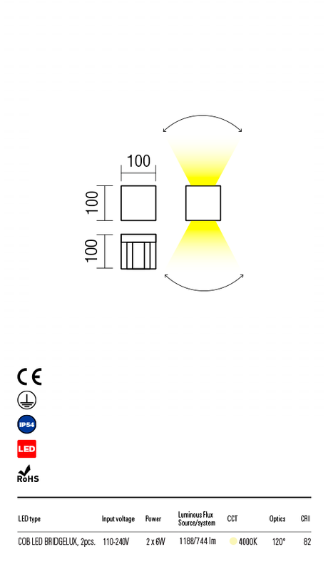 Aplica exterior VARY alb mat, LED 2 x 6W, 1200 lm, 4000K, IP54, Redo 90175