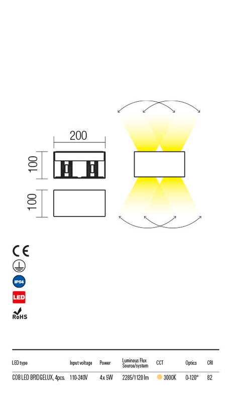 Aplica exterior VARY maro inchis, LED 4 x 5W, 1520 lm, 3000K, IP54, Redo 90304