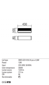 Aplica DUEL, alb mat, LED 12, 5W, 3000K, 1269 lm, Redo 01-1343