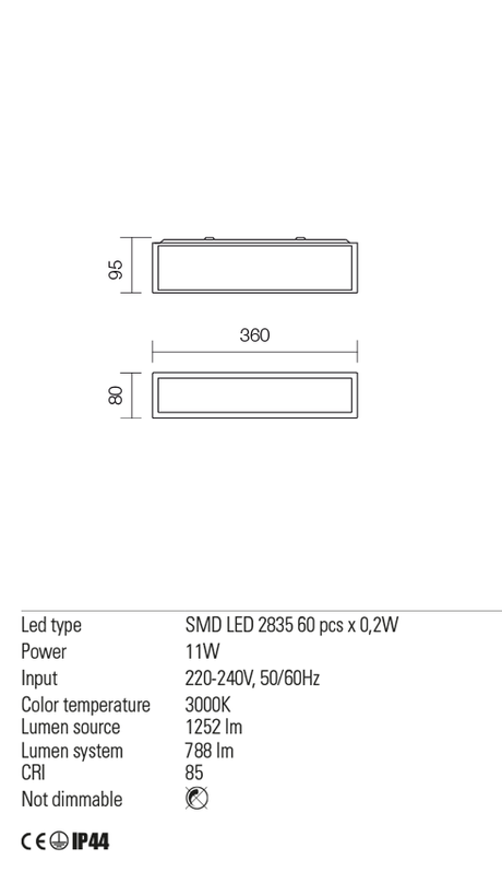 Aplica EGO, crom, LED 11W, 3000K, 1252 lm, Redo 01-1234