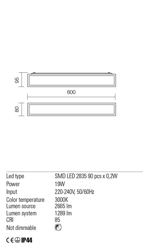 Aplica EGO, crom, LED 19W, 3000K, 2665 lm, Redo 01-1235