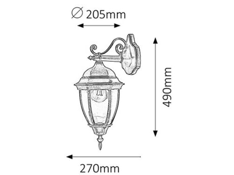 Aplica exterior Toronto, auriu antic, E27 1x 60W, Rabalux 8381