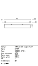 Aplica FLIPPER, alb mat, LED 23, 91W, 3000K, 2869 lm, Redo 01-2295