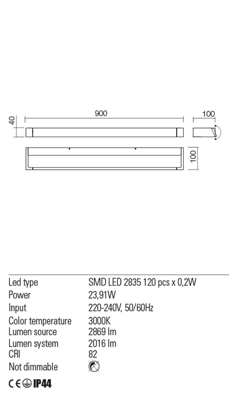 Aplica FLIPPER, alb mat, LED 23, 91W, 3000K, 2869 lm, Redo 01-2295