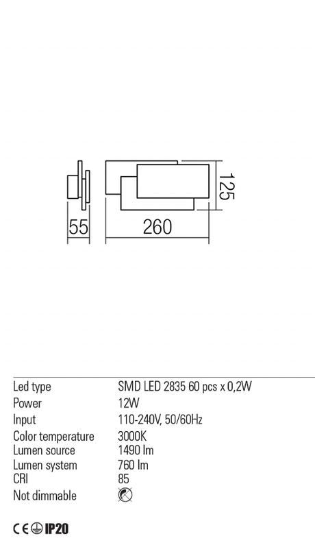 Aplica GAMER, alb mat, LED 12W, 3000K, 1490 lm, Redo 01-1444