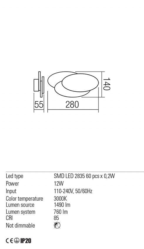 Aplica GAMER, alb mat, LED 12W, 3000K, 1490 lm, Redo 01-1445