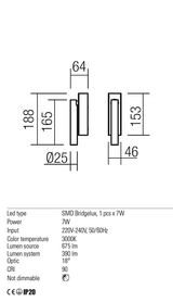 Aplica KANJI, negru mat, LED 6W, 3000K, 630 lm, Redo 01-1219